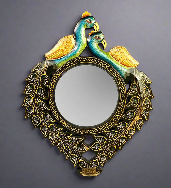 Handpainted Peacocks MDF wood Decorative Wall Mirror - D'DASS Store