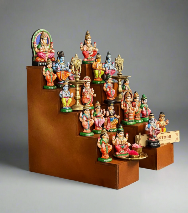 Wooden Steps Altar & GOLU Stand Kolu Padi (Set of 2)