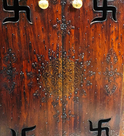 Copper MDF Sheesham Big Wooden Pooja Cabinet With Door For Home and Office | DDASS2417_Copper - D'DASS Store