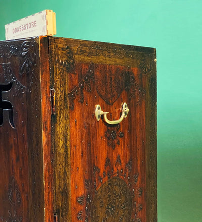 Copper MDF Sheesham Big Wooden Pooja Cabinet With Door For Home and Office | DDASS2417_Copper - D'DASS Store