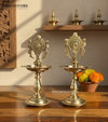 Traditional Brass Vishnu Shankh Chakra Standing Diya Lamp | DDASSBR14