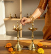 Traditional Brass Oil lamp Nilavilakku Diya for Home Temple (Pair of 2) | DDASSBR05 - D'DASS Store