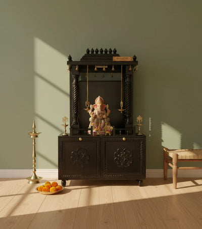South Indian Style Hand Carved Solid Sheesham Wood Pooja Mandapam | DDASSMANDAP156 - D'DASS Store