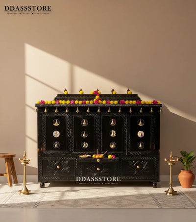 South Indian Style Solid Sheesham Wood Pooja Mandapam | DDASSMANDAP129 - D'DASS Store