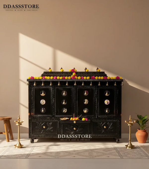 South Indian Style Solid Sheesham Wood Pooja Mandapam | DDASSMANDAP129 - D'DASS Store