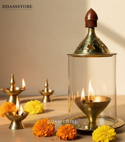 Traditional Brass Oil Lamp Akhand Jyot Diya for Home Temple | DDASSBR02