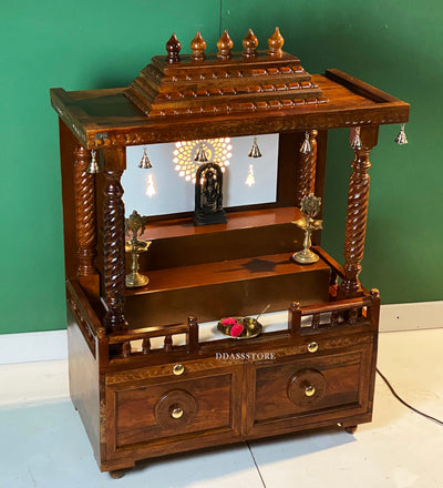 South Indian Style Solid Sheesham Wood Pooja Mandapam | DDASSMANDAP111