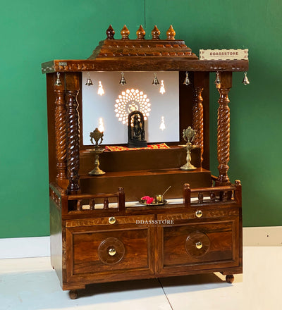 South Indian Style Solid Sheesham Wood Pooja Mandapam | DDASSMANDAP111
