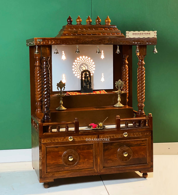 South Indian Style Solid Sheesham Wood Pooja Mandapam | DDASSMANDAP111