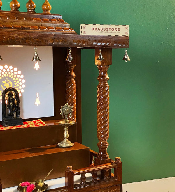 South Indian Style Solid Sheesham Wood Pooja Mandapam | DDASSMANDAP111 - D'DASS Store