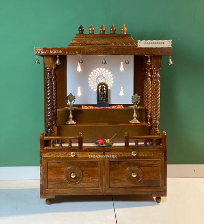 South Indian Style Solid Sheesham Wood Pooja Mandapam | DDASSMANDAP111