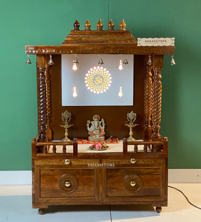 South Indian Style Solid Sheesham Wood Pooja Mandapam | DDASSMANDAP111