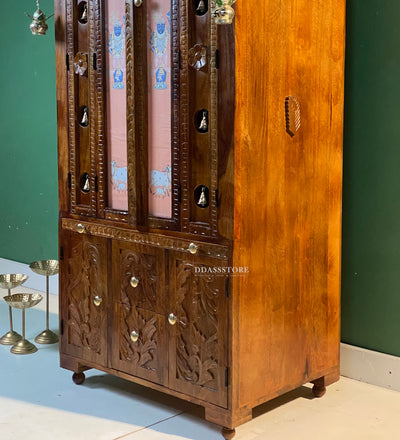 Sri Narayan Solid Sheesham Wood Pooja Mandapam with Door | DDASSMANDAP178