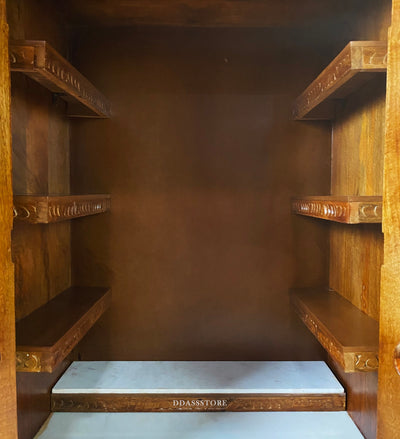 Sri Narayan Solid Sheesham Wood Pooja Mandapam with Door | DDASSMANDAP178