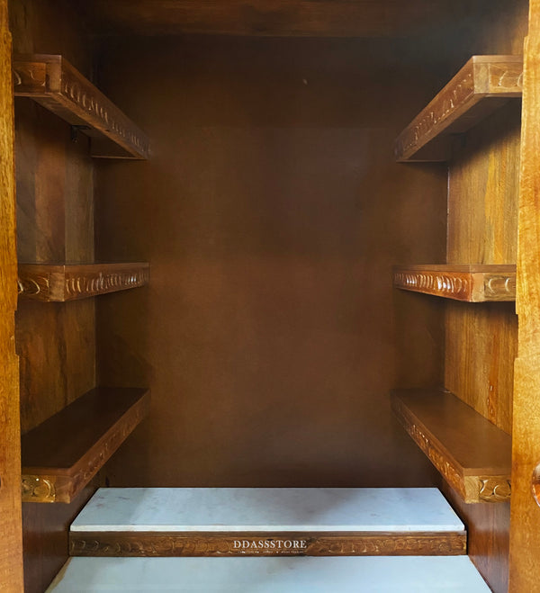 Sri Narayan Solid Sheesham Wood Pooja Mandapam with Door | DDASSMANDAP178