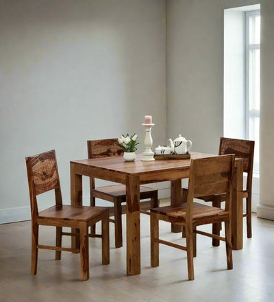 Imperial Charm Wood 4 Seater Dining Set in Scratch 