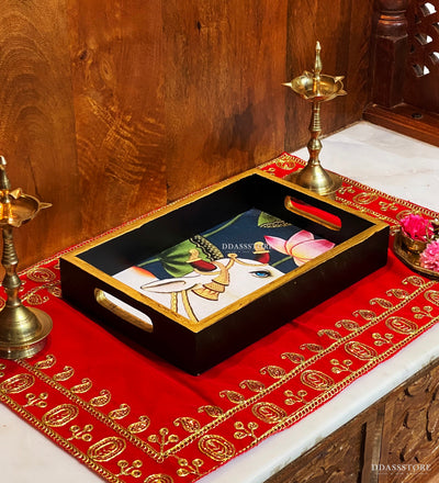 Kamdhenu Wooden Pooja Tray & Thali for Home Temple