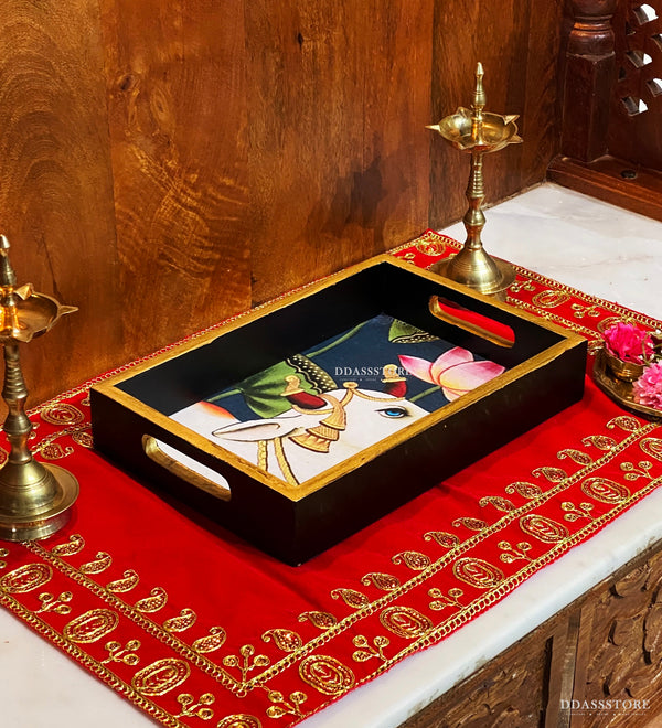 Kamdhenu Wooden Pooja Tray & Thali for Home Temple