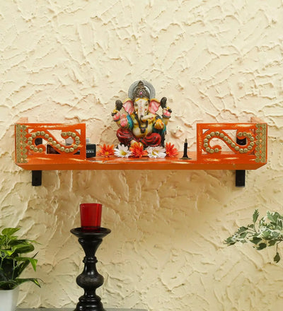 Kesar Wall Hanging Wooden Home Shelf temple for Pooja