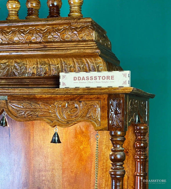 Shri Laddu Gopal Ji - 90" South Indian Style Saagwan Sheesham Wood Pooja Mandir | DDASSMANDAP145 - D'DASS Store