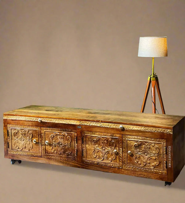 Handcarved Solid Wood Pooja Cabinet for Mandapam | Pooja room mandir designs - D'DASS Store