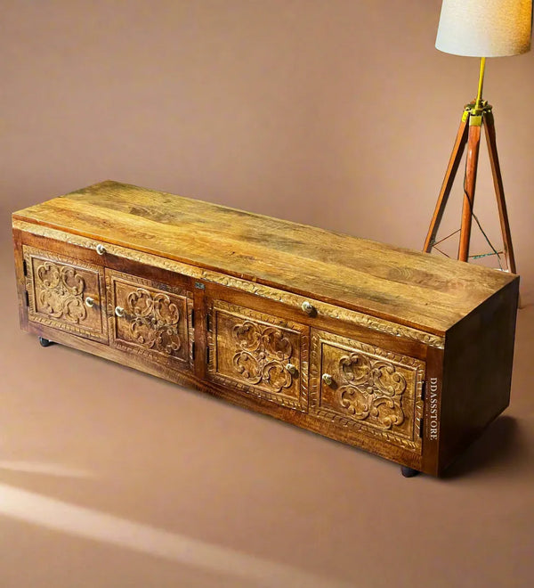 Handcarved Solid Wood Pooja Cabinet for Mandapam | Pooja room mandir designs - D'DASS Store