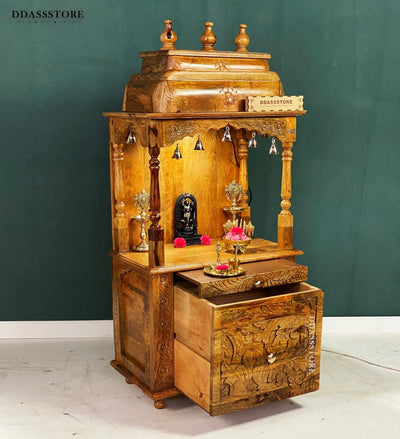 Ganesh chaturthi utsav -48" South Indian Style Saagwan Sheesham Wood Pooja Mandap | DDASSMANDAP149 - D'DASS Store