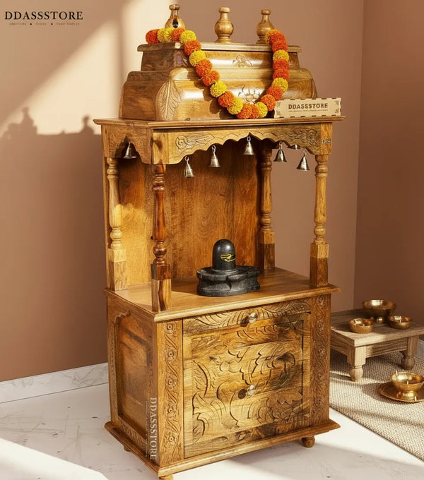 Ganesh chaturthi utsav -48" South Indian Style Saagwan Sheesham Wood Pooja Mandap | DDASSMANDAP149