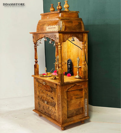Ganesh chaturthi utsav -48" South Indian Style Saagwan Sheesham Wood Pooja Mandap | DDASSMANDAP149 - D'DASS Store