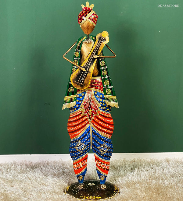 Multicolored 38" Inches Iron Decorative Musician | Aapno Rajasthan