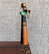 Multicolour Iron Tribal Lady Farmer For Table Decor