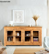 Natural Rustic Solid wood HandCarved Bookshelf with Storage