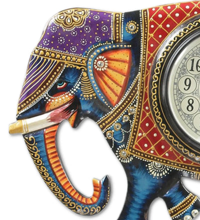 18" Decorative Ethnic Elephant Painted Wall Clock for Home | House Warming Gift - D'DASS Store