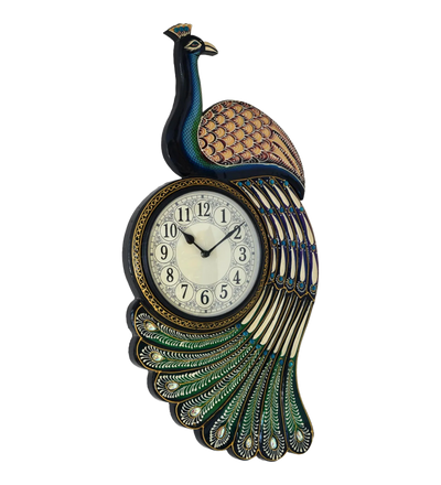 22" Decorative Ethnic Peacock Painted Wall Clock for Home | House Warming Gift - D'DASS Store