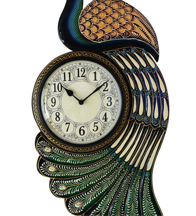 22" Decorative Ethnic Peacock Painted Wall Clock for Home | House Warming Gift - D'DASS Store