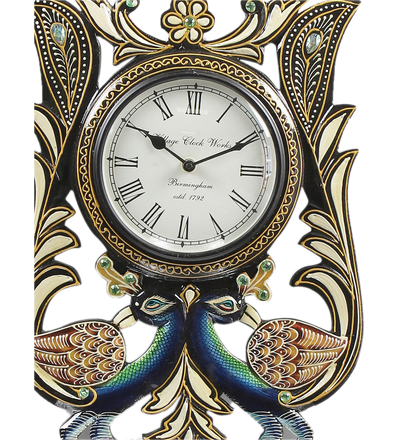 18" Decorative Ethnic Peacock Painted Wall Clock for Home | House Warming Gift - D'DASS Store