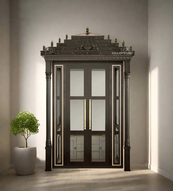 Sri Jagannatha Solid Wood Pooja Room with Gopuram | DDSRM06 - D'DASS Store