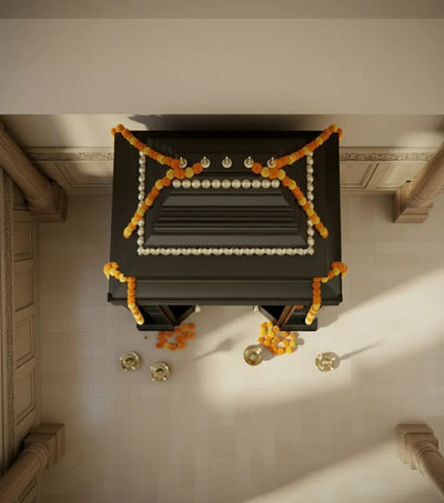 Sri Swaminarayan Solid Wood Pooja Room with Gopuram | DDSRM05 - D'DASS Store