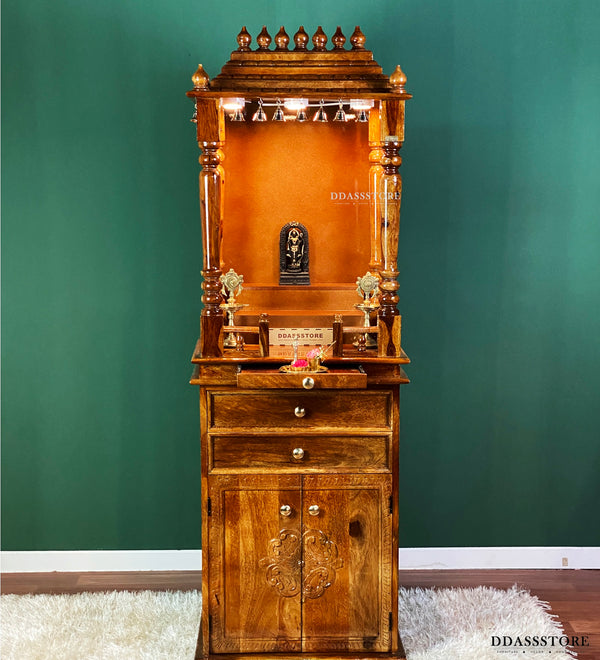 South Indian Style Solid Sheesham Wood Pooja Mandir