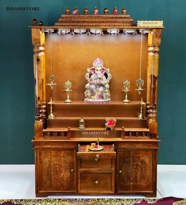 Ram Darbar Temple - South Indian Style Solid Sheesham Wood Pooja Mandir 72