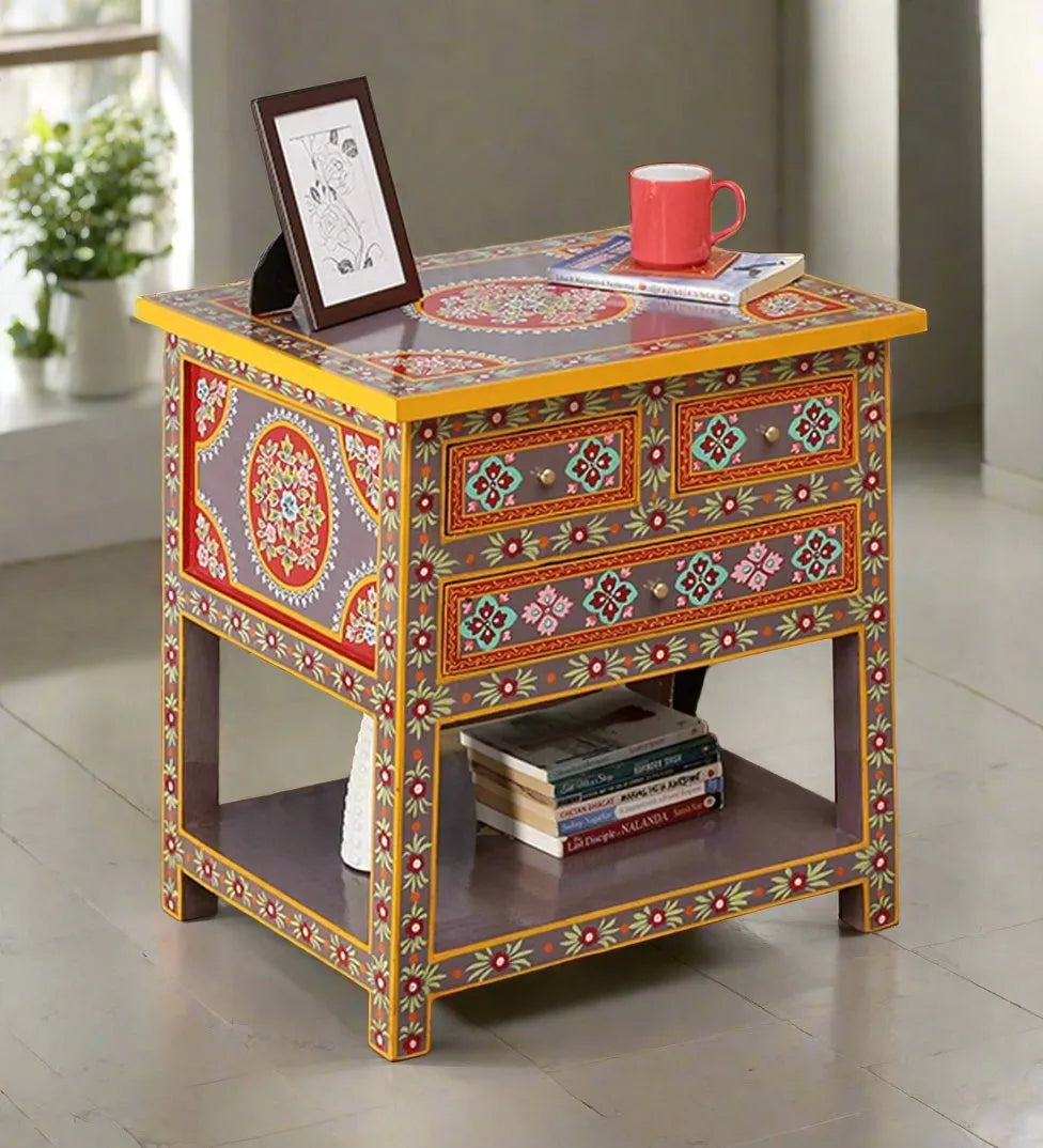 Buy Rangrej Wooden Handpainted Console & Side Table Online at best price