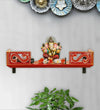 Red Wall Hanging Wooden Home Shelf temple for Pooja