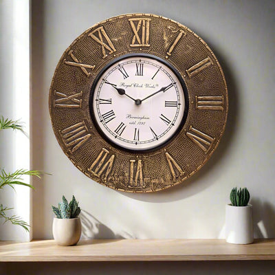 Roman Sign Brass Wall Clock for Home
