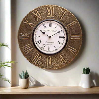 Roman Sign Brass Wall Clock for Home