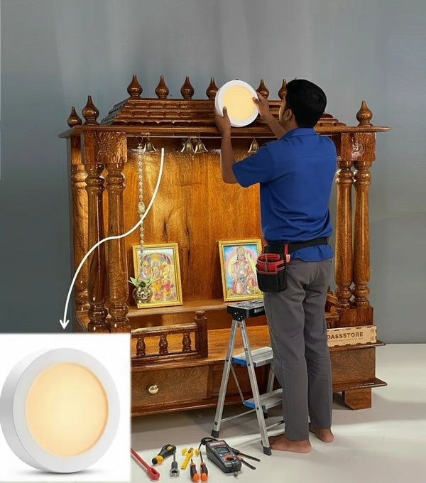Round LED Light For Wooden Home Temple (Add-on)