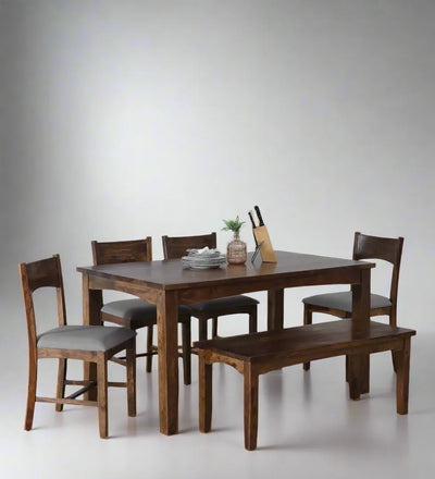 Royal Feast 6 Seater Dining Set in Scratch Resistant With Bench - D'DASS Store