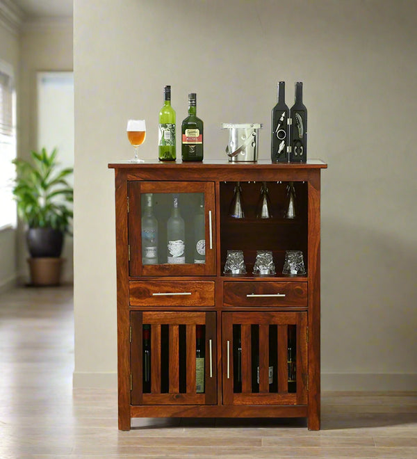 Rustic Abbey Wood Bar Cabinet