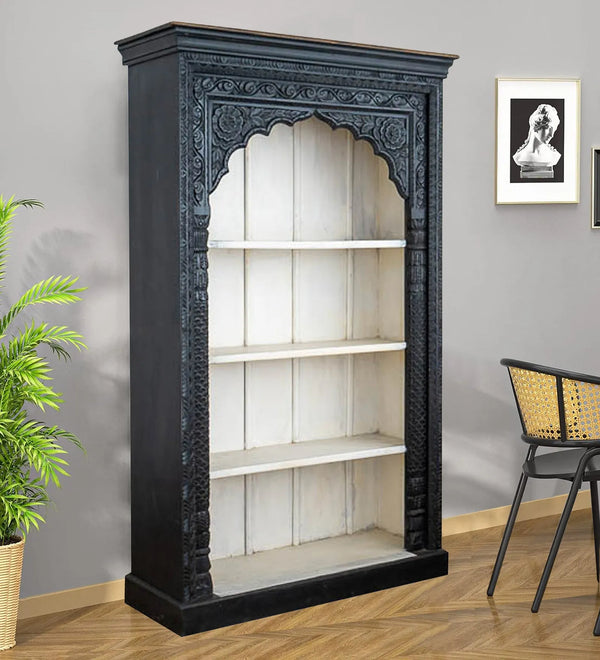 Rustic Black Wooden HandCarved Wardrobe & Almirah