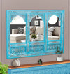 Rustic Blue Wooden Hand Carved Dresser & Wall Mirror