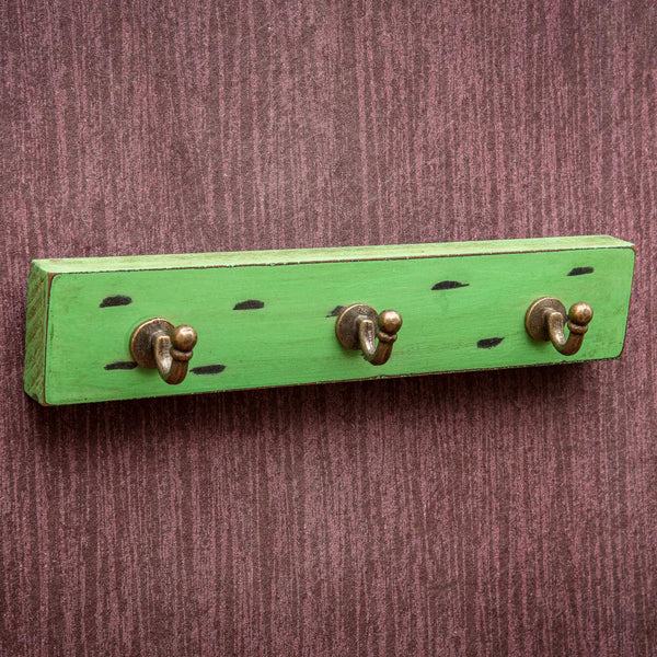 Rustic GREEN Traditional Brass & Handcrafted Key Holder (Set of 2)